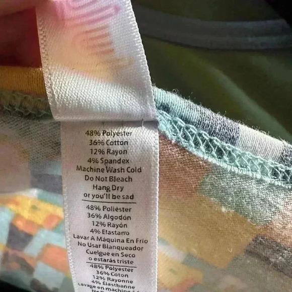 Lularoe medium green and yellow Perfect T . Geometric‎ print NWT. Soft ! - Picture 5 of 5